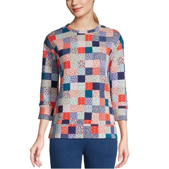 Land's End Patchwork Quilted Top Cottage Core Mixed Print Boho Nautical Country - Picture 6 of 8